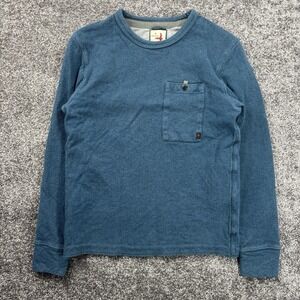 Relwen Shirt Mens Small Blue Navy Thermal Knit Crew Neck Stretch Cotton Casual